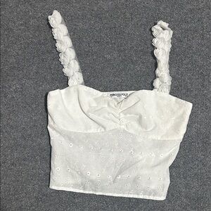 Princess Polly White Eyelet Sweetheart Cropped Tank